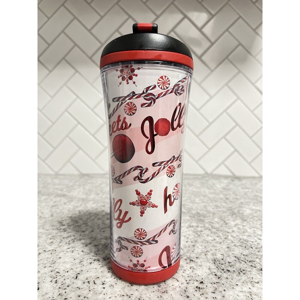 Starbucks Coffee 2007 Holiday Joy Hope Sweets Travel Tumbler Candy Cane 16 oz